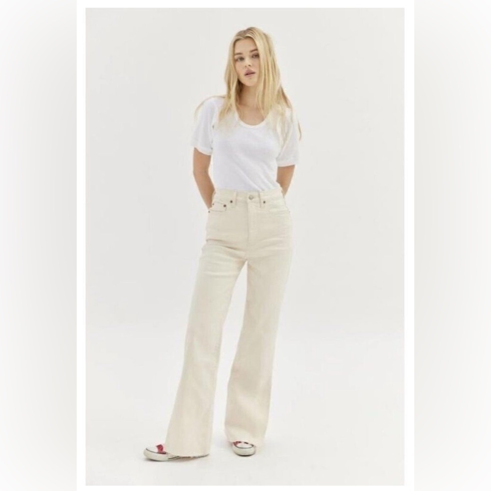 Veronica Beard Taylor high rise, wide leg jean, Ecru